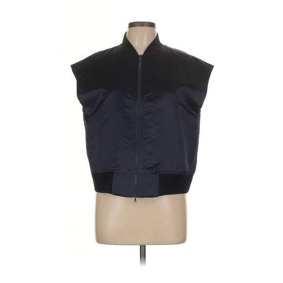 ROYL Navy Blue 100% Silk Sleeveless Vest Top Zipper L - Picture 1 of 4